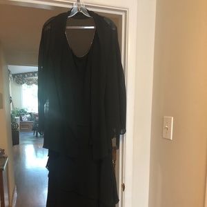 Jean De lys black beaded gown w/sheer jacket